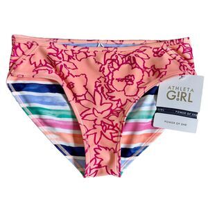 Athleta girl reversible bikini bottoms (no top) NEW Kids size 12 peach/rainbow